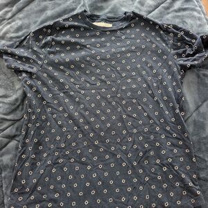 Abercrombie & Fitch Navy Short Sleeve Tee with White Dot Pattern